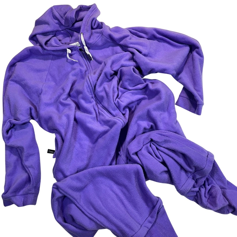 Forever Lazy Purple Fleece Adult Sleep Suit‎ Pajamas Zip-Off Feet Back Hatch L